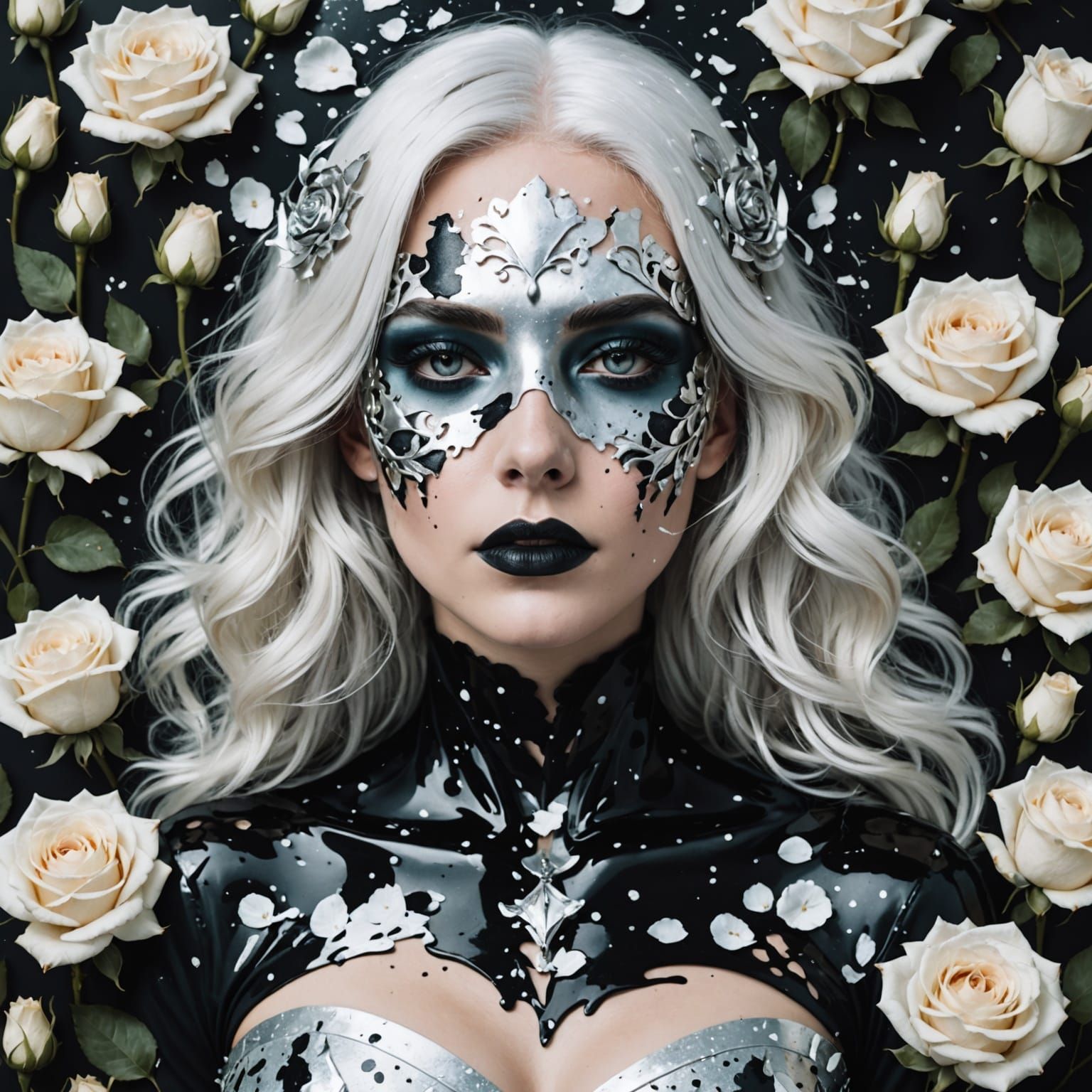 Mysterious Lady in Ink Splatter Style