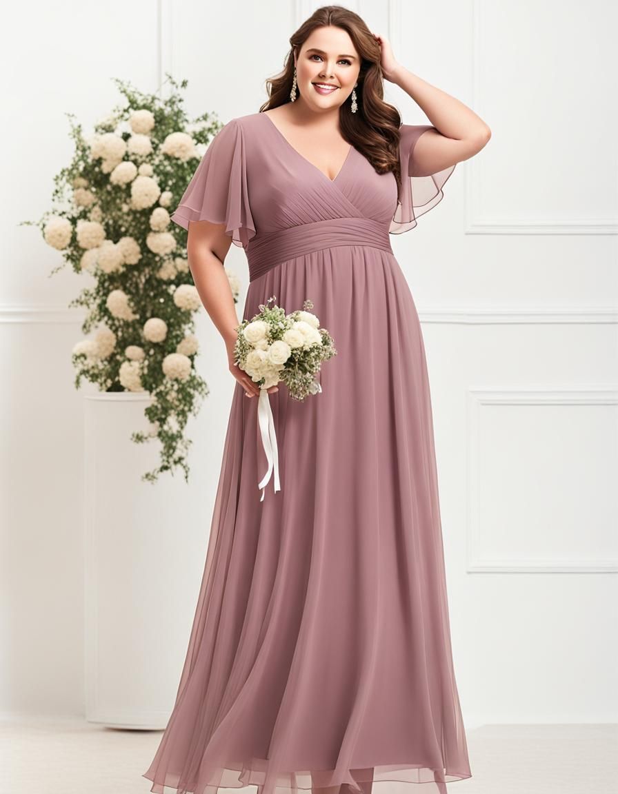 Elegant Plus Size Empire Waist Bridesmaid Dress