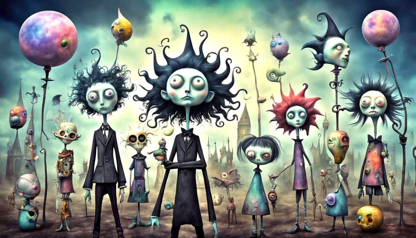 Cosmos Gothic Figures in Dadaism Style Art