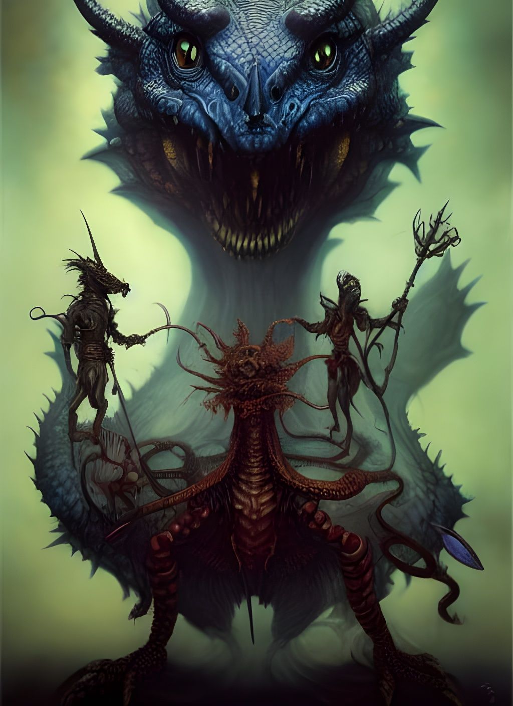 Dragon and Insect Warrior Portrait in Fantasy Style