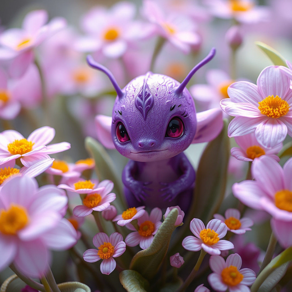 Purple Dragon Hatchling in Anime-Inspired 3D Art