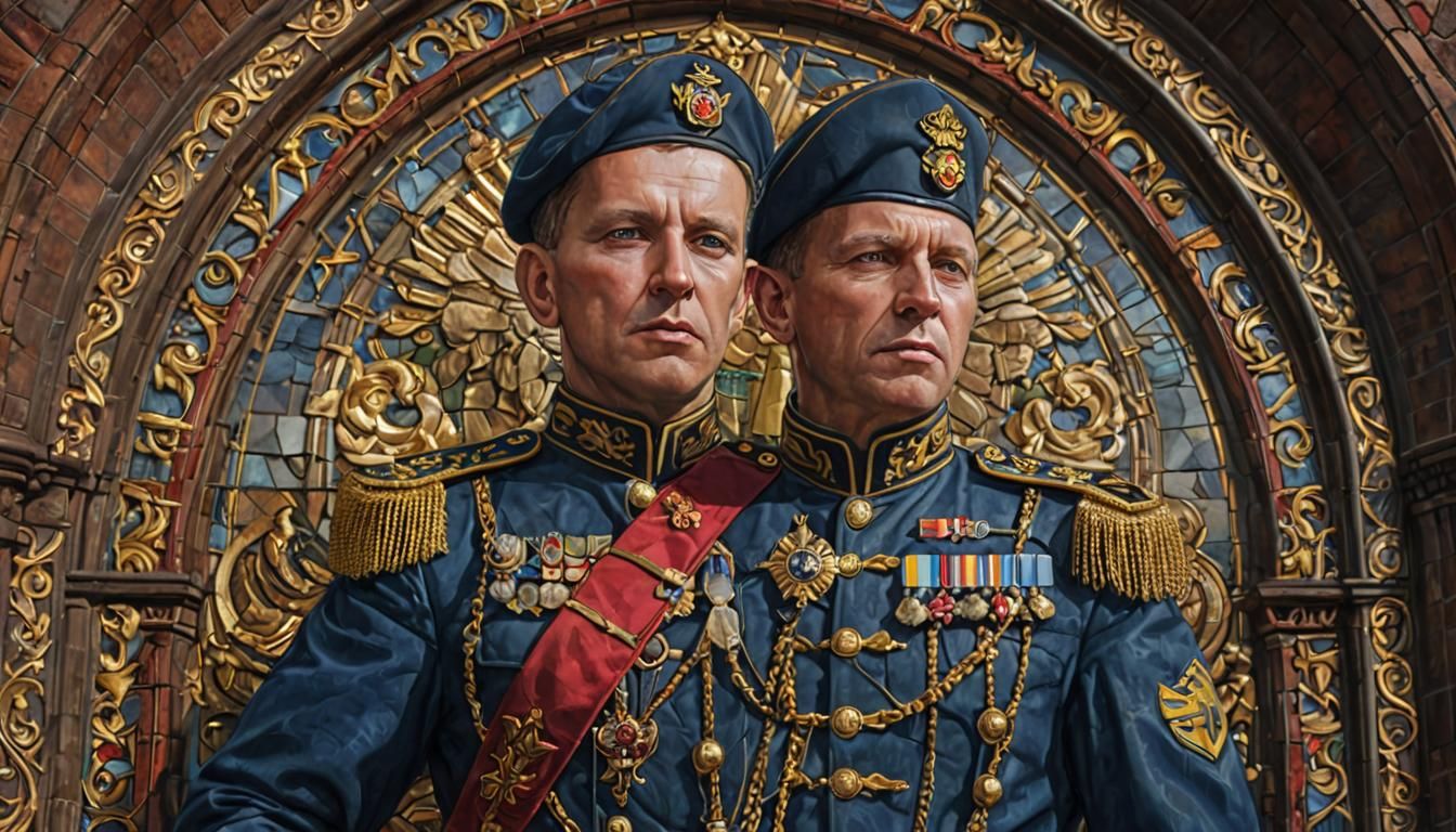 Stained Glass Mosaic of a General in 3D