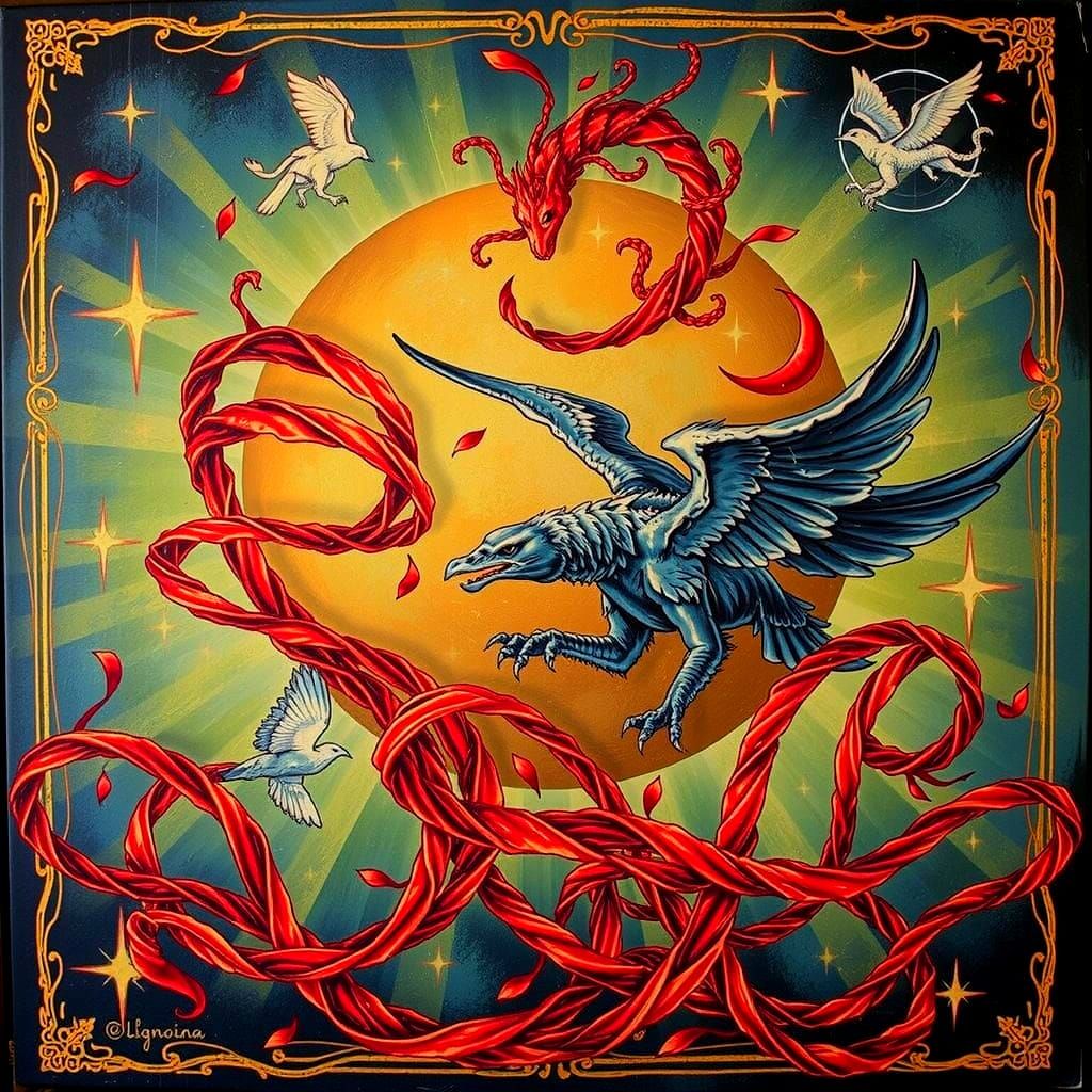 Abstract Swirling Red Forms