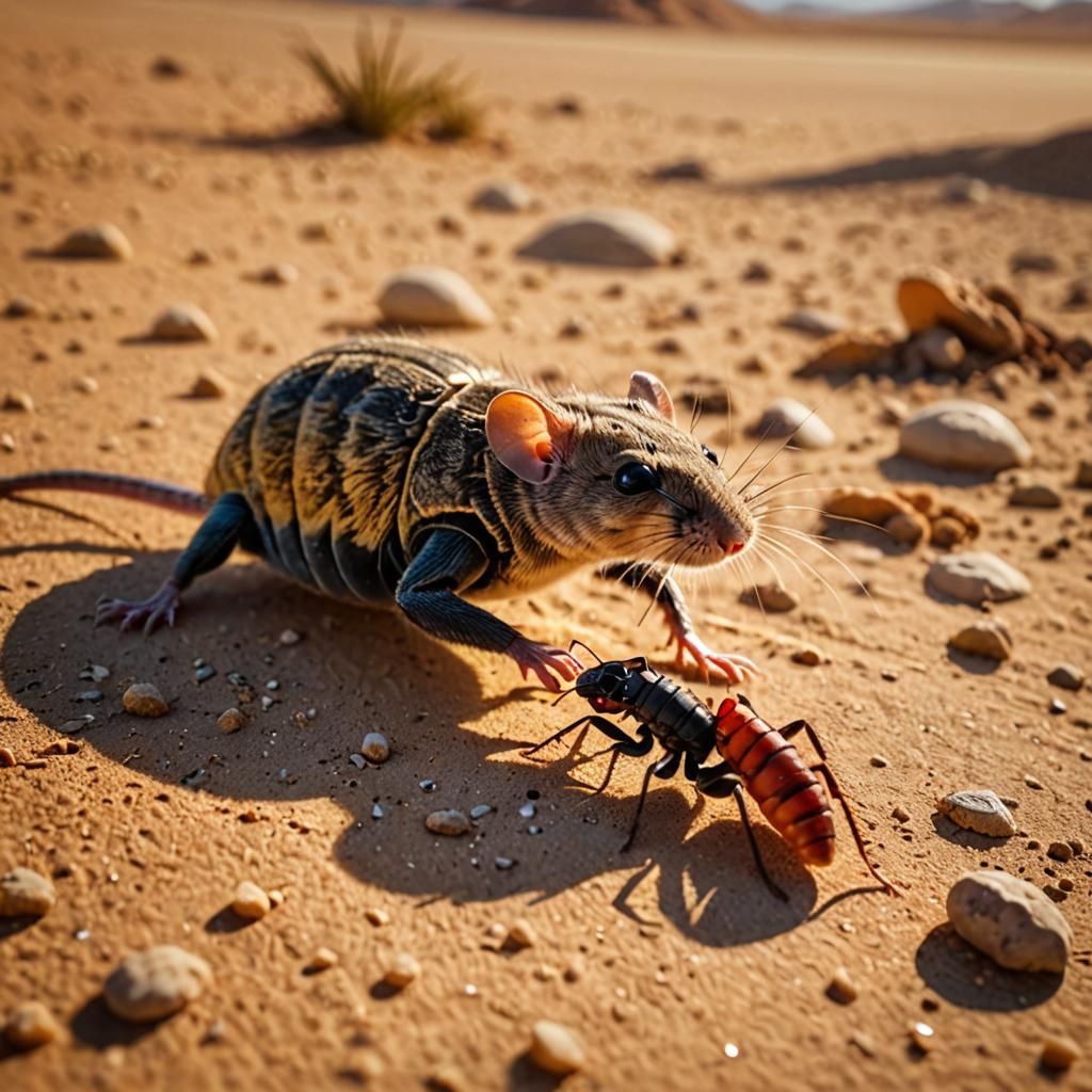 Adventurous Mouse Meets Fierce Scorpion in the Desert