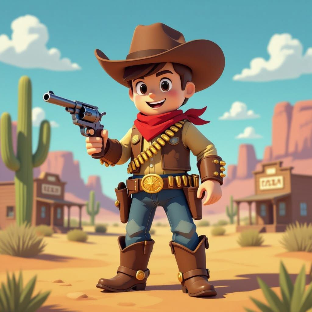 Roblox Cowboy in Vibrant Wild West Scene