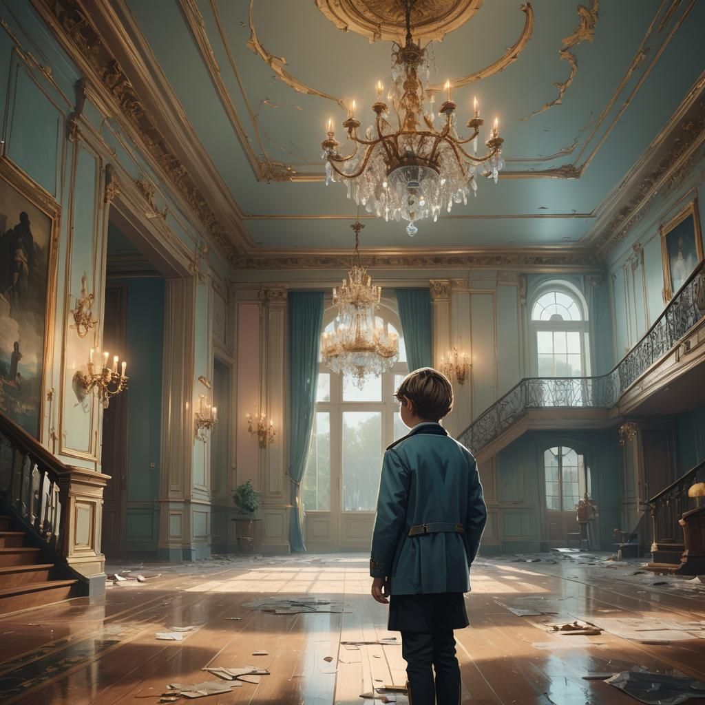 Lonely Child in Opulent Mansion: Fantasy Art