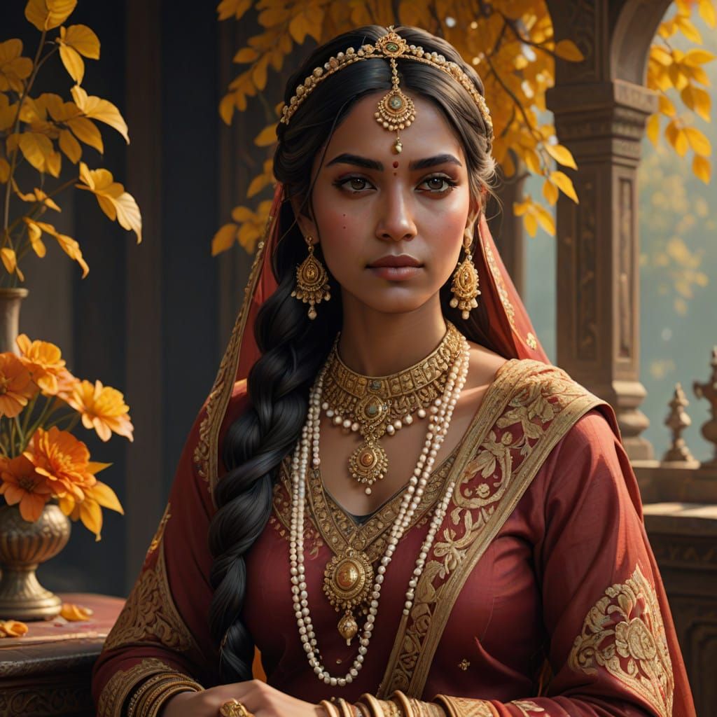 South Asian Princess in Elegant Autumn Attire