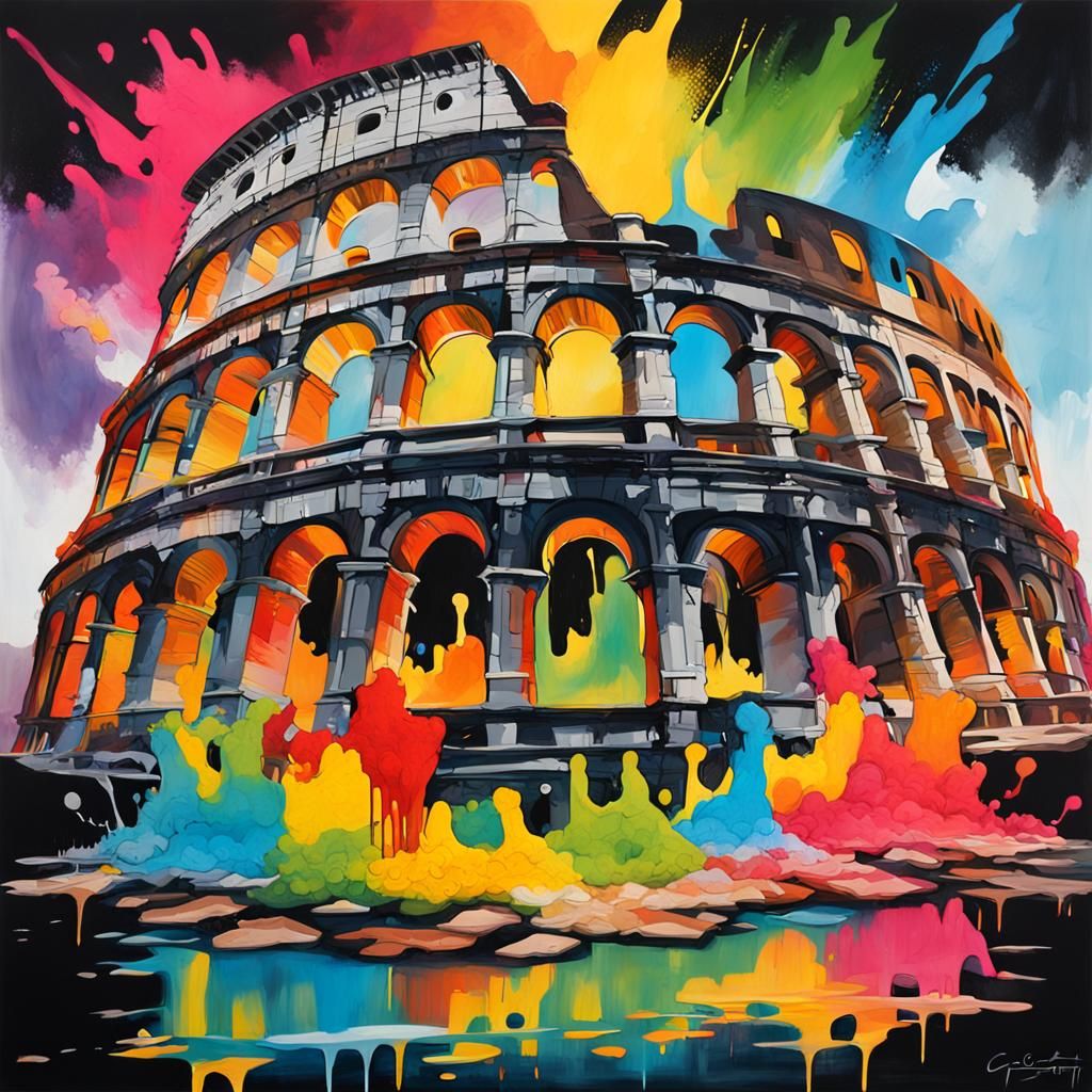 The Colosseum as Graffiti Splash Art