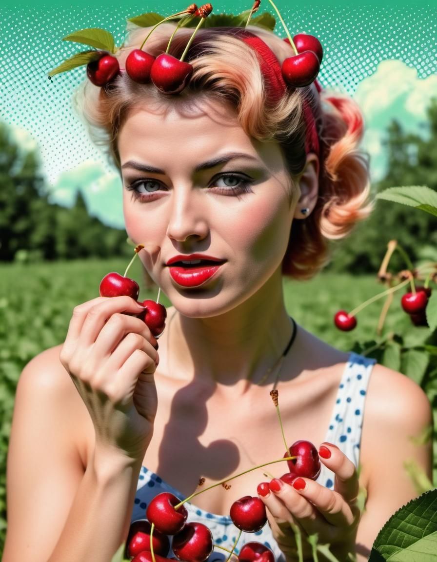 Woman with cherries