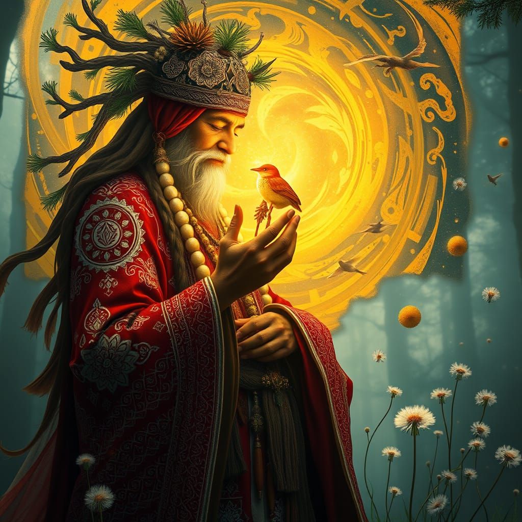 Mystical Shaman in Cosmic Landscape