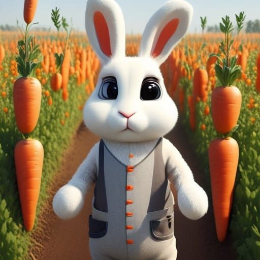 Charming Claymation Bunny Farmer with Fresh Carrots