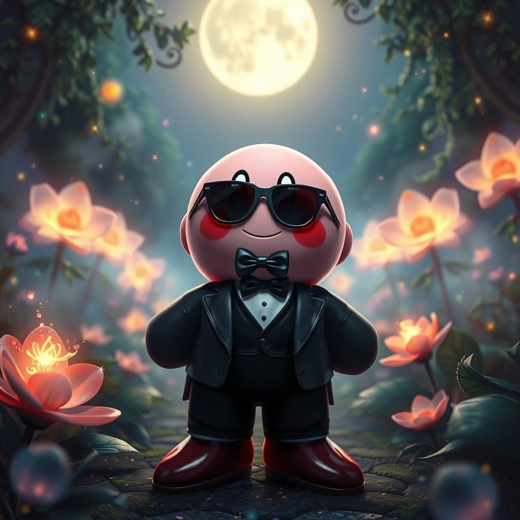 Fantasy Gentleman in Moonlit Garden