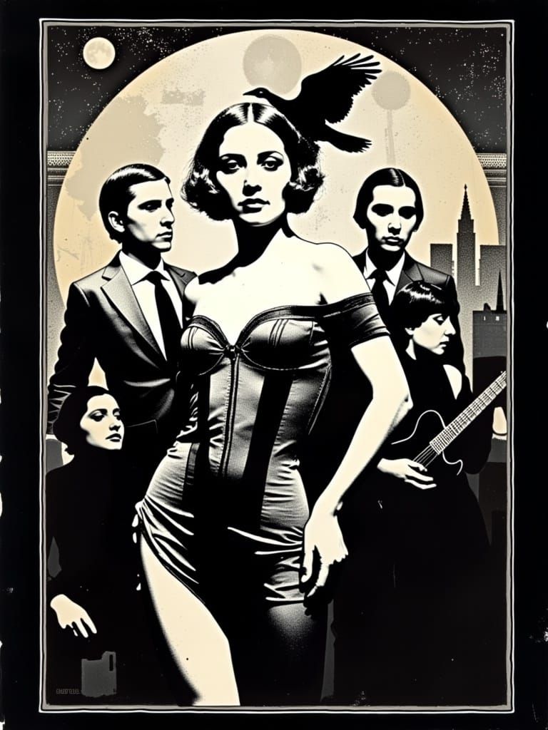 Weimar Republic Cabaret Poster in Expressionist Style