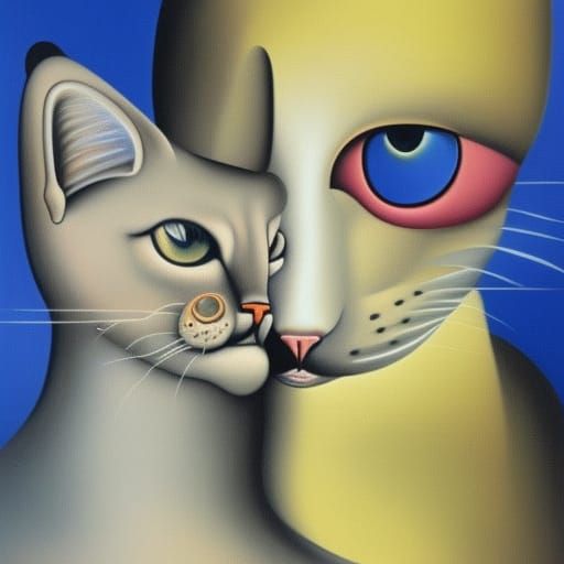 nanny cat surrealism Salvador Dali matte background melting ...