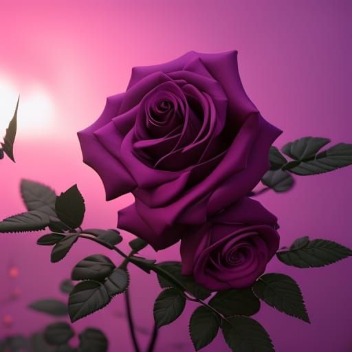 Dark Purple Roses in Hyperdetailed Dark Fantasy Art