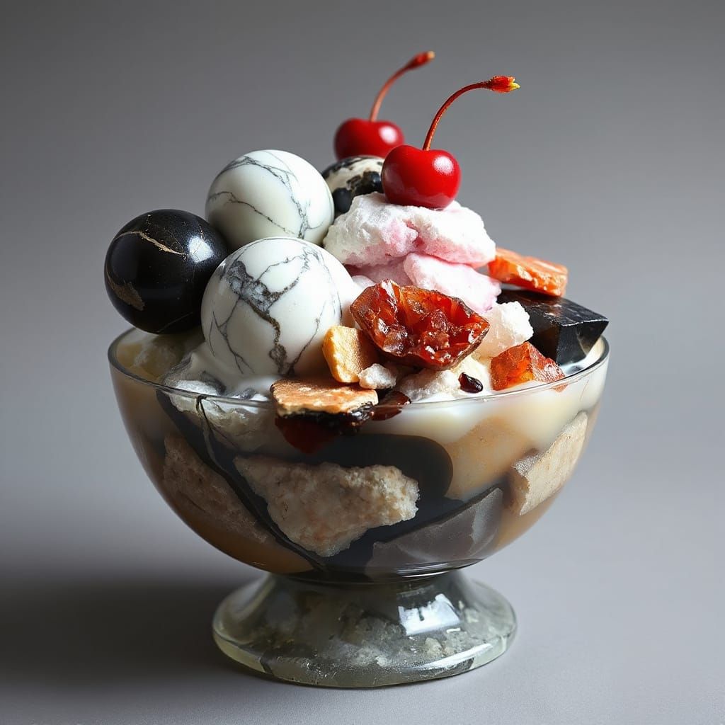 Geological Sundae in Hyperrealistic Style