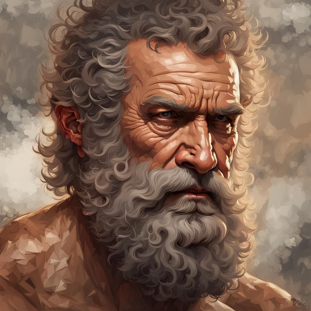 Hyperrealistic Portrait of a Bearded Man, Klimt Influence