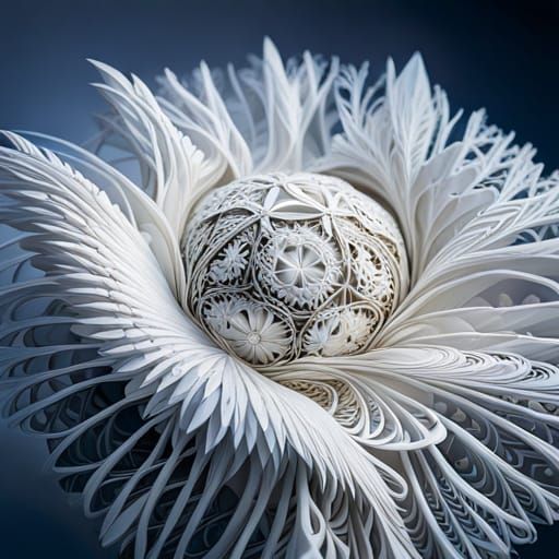 Hyper-Detailed White Brussels Lace Ball Photography