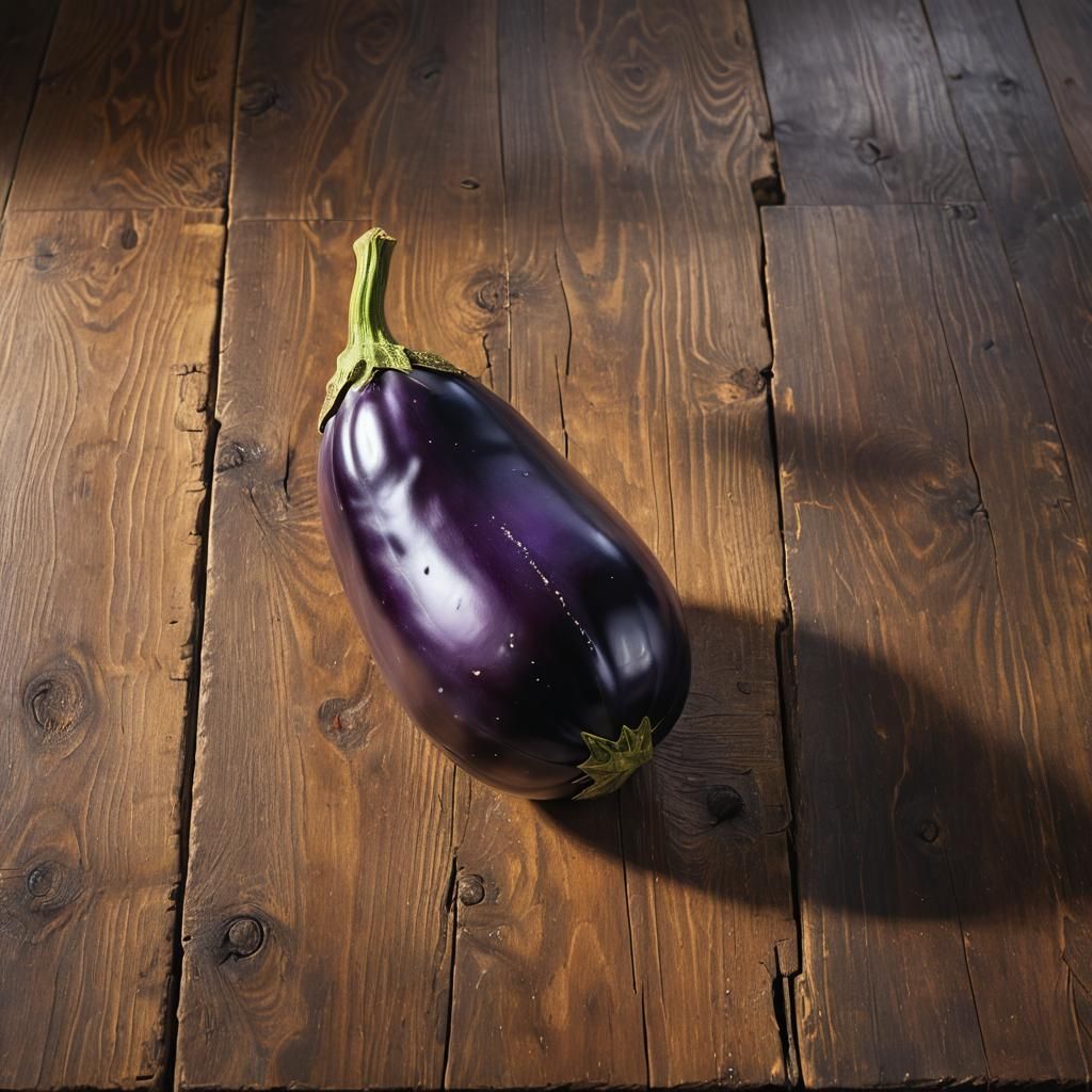 Eggplant Still Life in Oil Painting Style