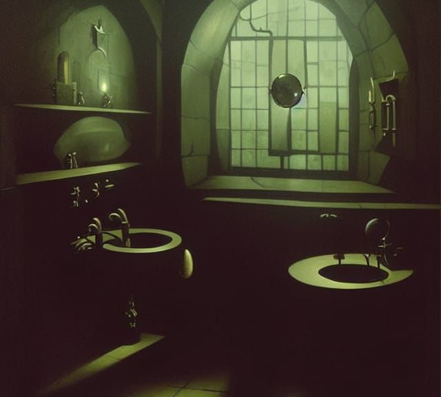 Sinister Dungeon Cell with Mirror, Chiaroscuro