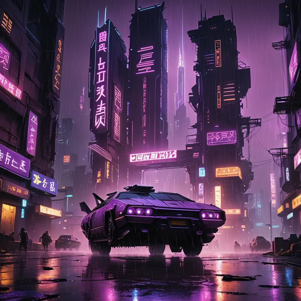 Cyberpunk Egyptian Spaceship in Neon Cityscape