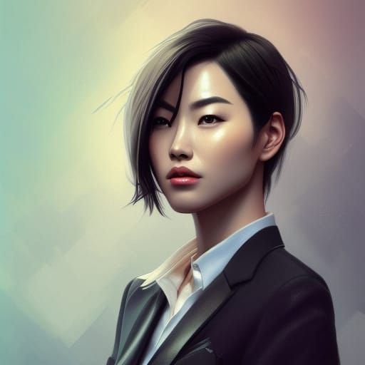 Elegant Asian Woman in Business Suit Portrait