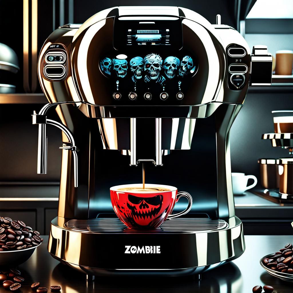 Futuristic Zombie Coffee Machine in 4K