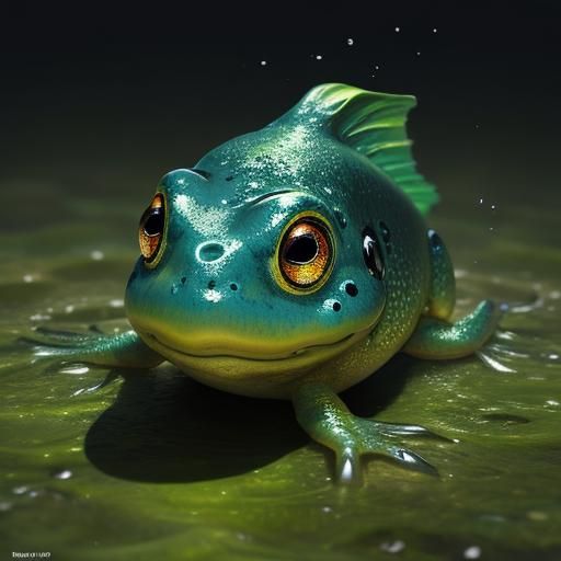 Hyperrealistic Tadpole Splash Art Concept