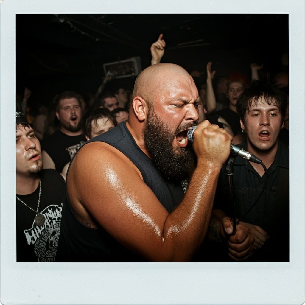 Intense Punk Rock Concert Scene in Ultra Realistic Polaroid