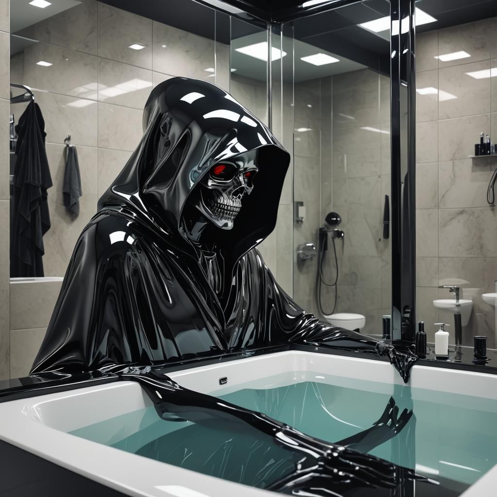 Futuristic Grim Reaper in Black Glass