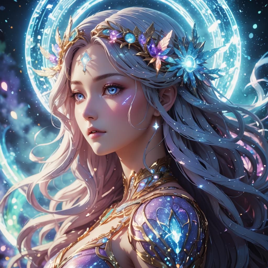 Goddess Grants Magical Powers: Vibrant Anime Illustration