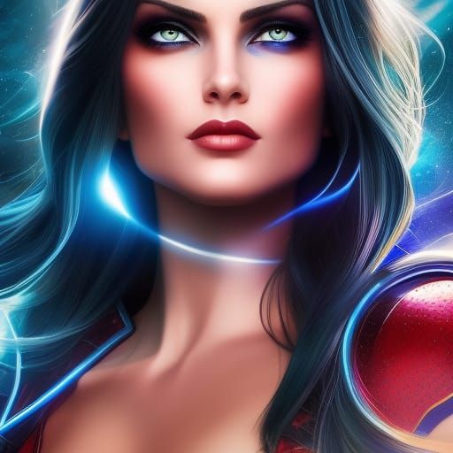 Stunning Female Superhero in Hyperrealistic Digital Art