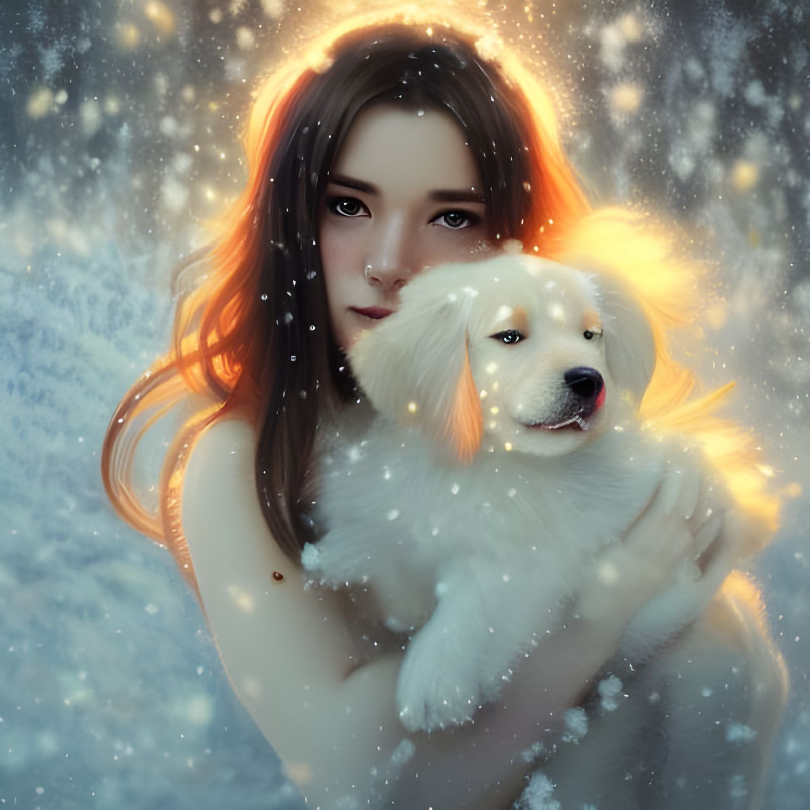 Cosmic Winter Garden Puppies Portrait
