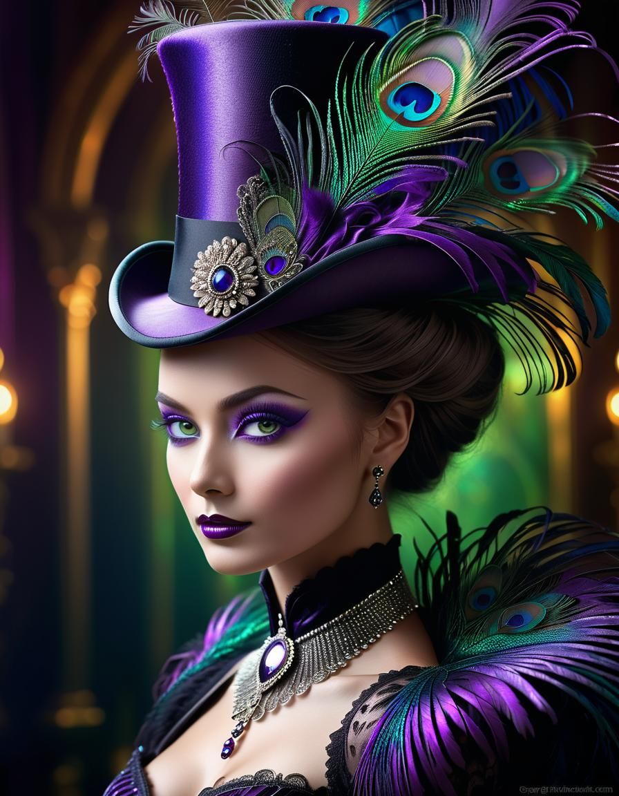 Gothic Beauty with Ornate Top Hat