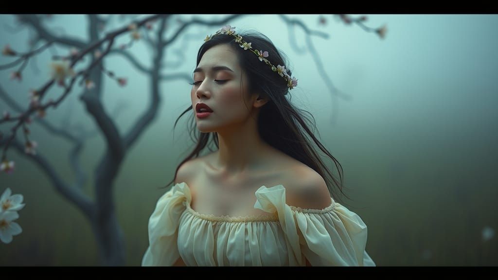 Sorrowful Song: Ethereal Scene in Art Styles