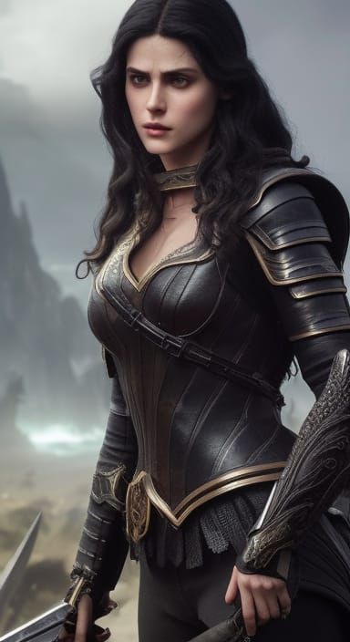 Alexandra Daddario as Yennefer in Detailed Armor