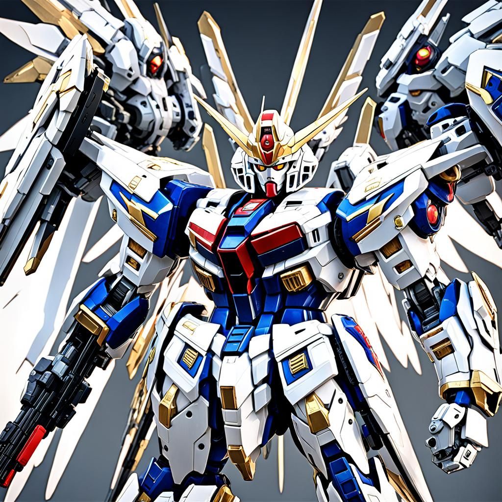 Wing Zero Custom Gundam with Angel Wings in Space