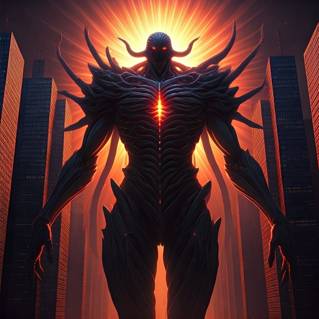 Cyberpunk Eldritch Horror in Anime Style