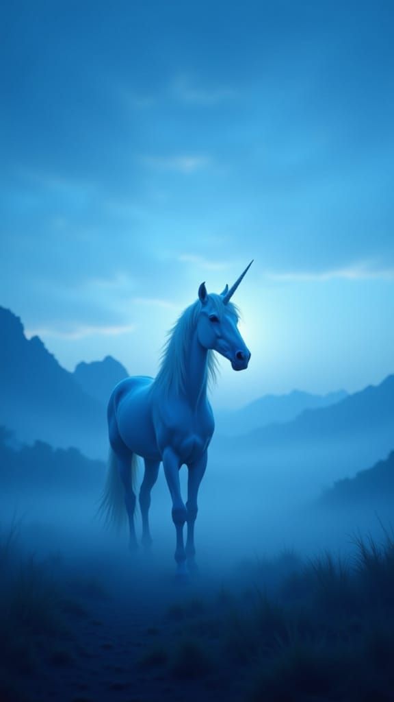 Unicorn Silhouette in Twilight Digital Matte Painting