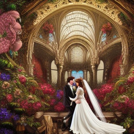 Epic Wedding Romanticism: Digital Illustration in 8K