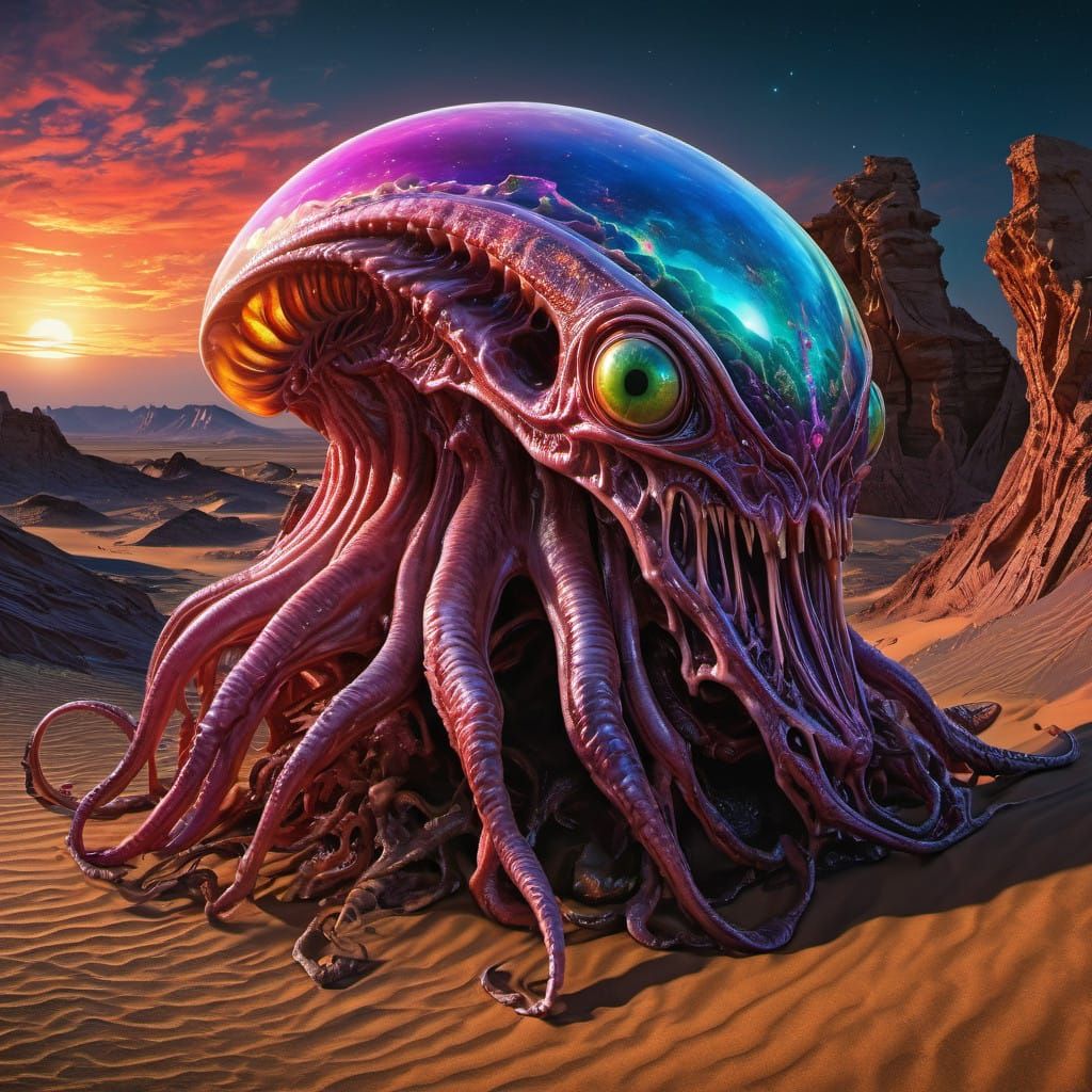Surreal Exoplanet Sea Creature in Hyperrealistic Portrait