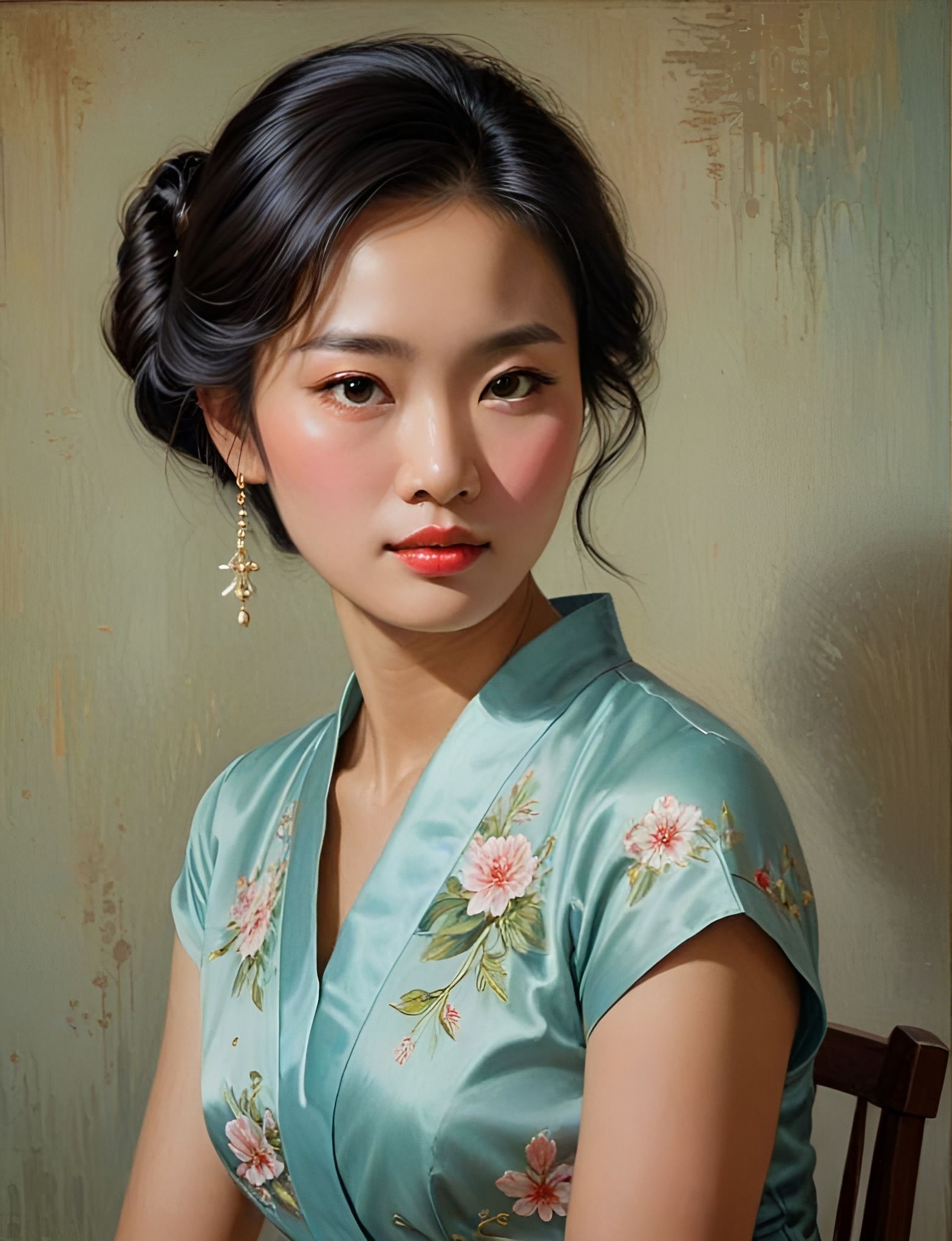 Oil Painting of a Woman in the Mood for Love