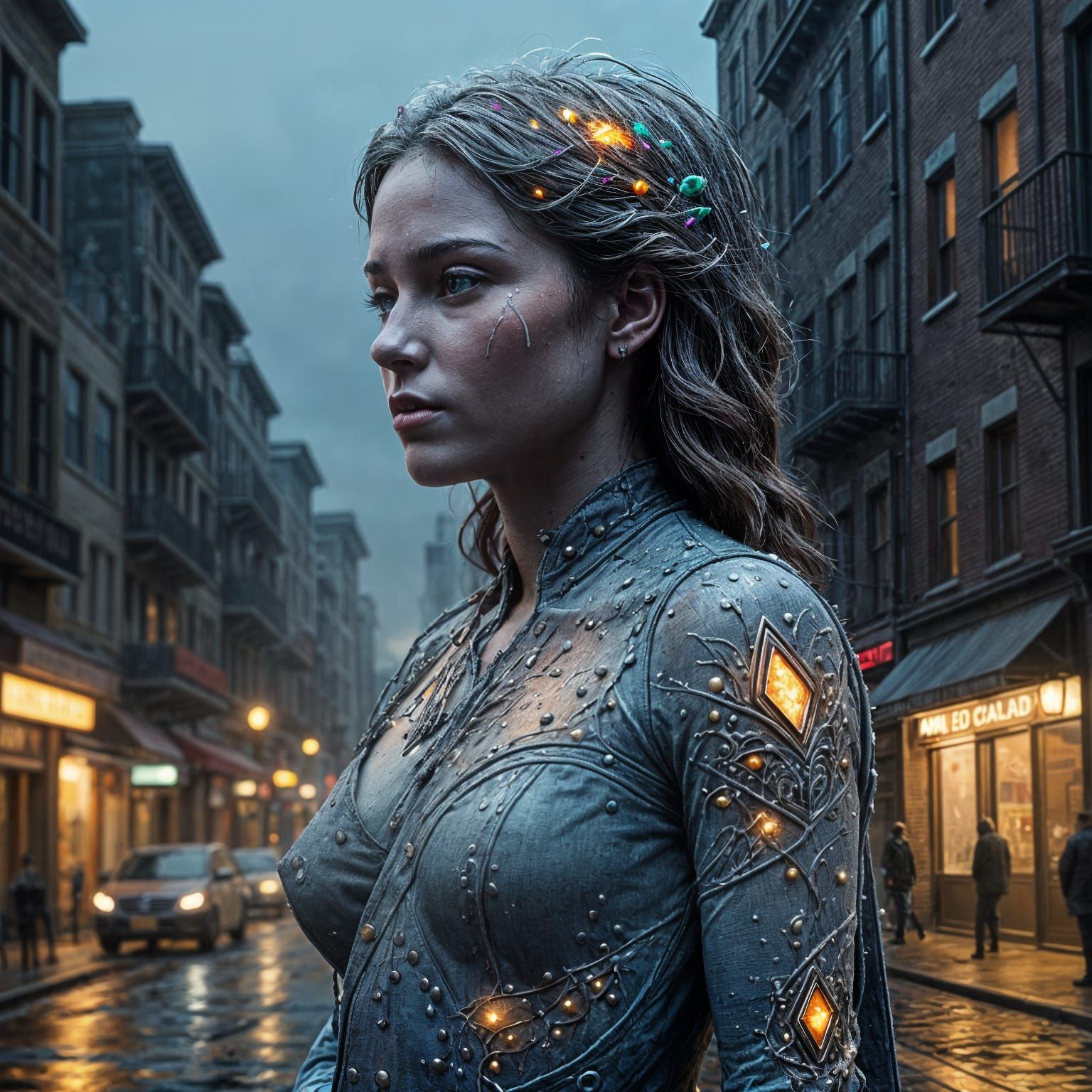 Alone in a Hyperrealistic Cityscape