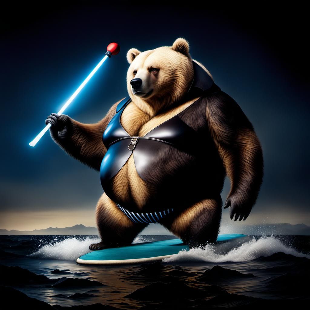 Demonic Cyborg Bear in Volcanic Hyperspace Portrait