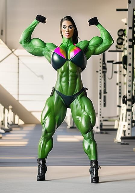 She Hulk as Voluptuous Bodybuilder Posing