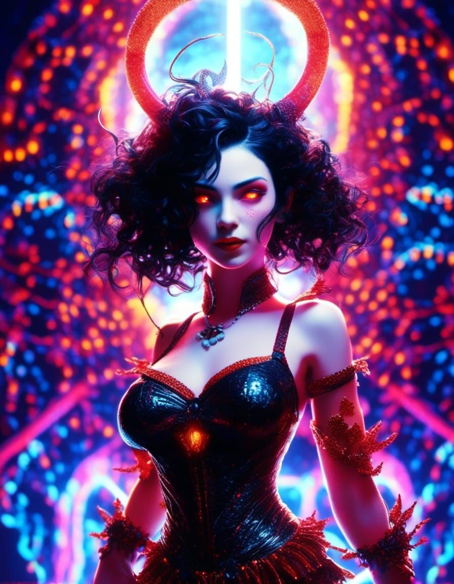 Woman with Antlers in Pen and Ink Style