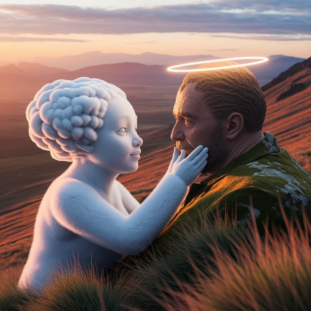 Cloud and Mountain Embrace in Perpetual Sunset