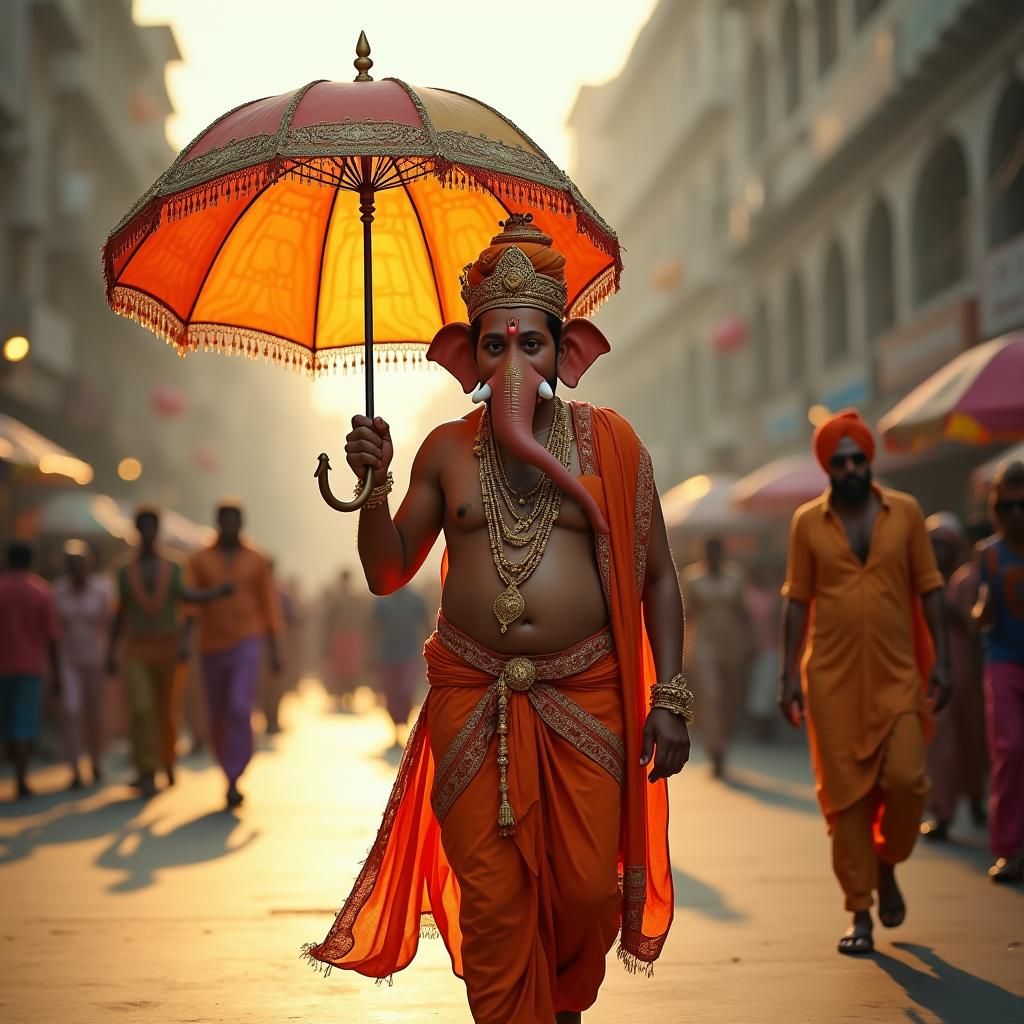 Ganesh Strolls Through City in Cinematic Style
