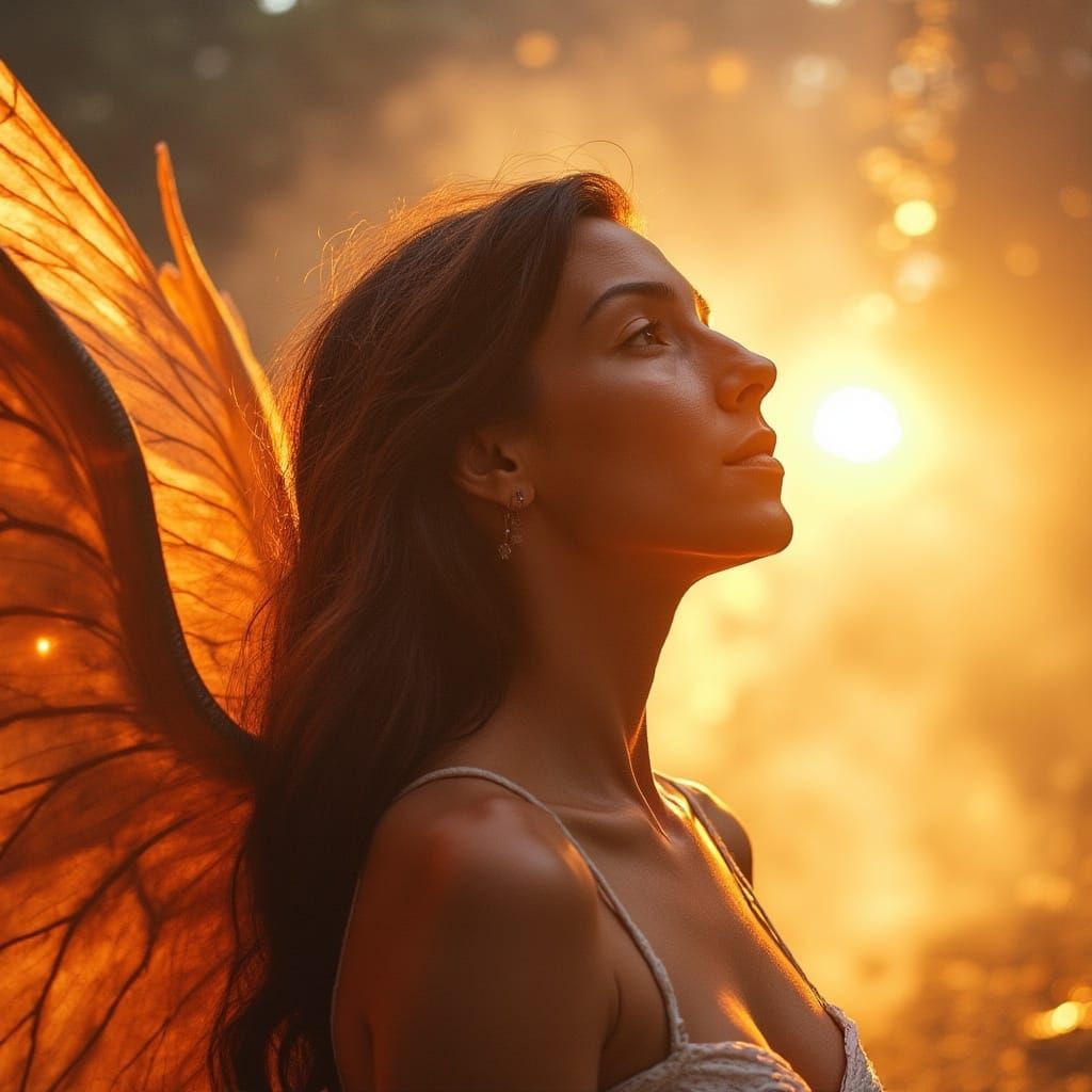 Angel with Flaming Wings Portrait