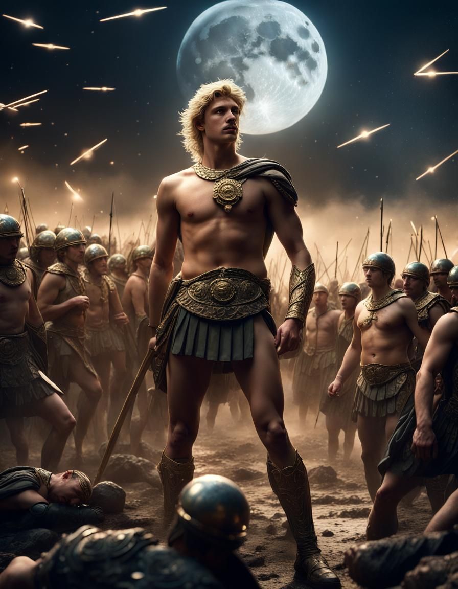 a triumphant Alexander the Great on the battlefield